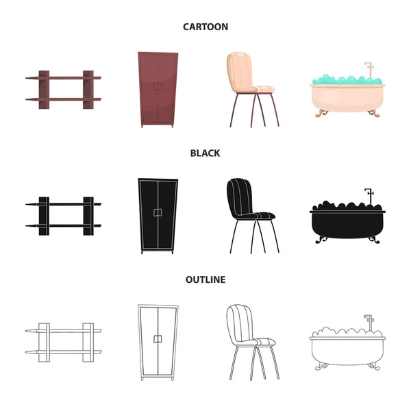 Progettazione vettoriale di mobili e l'icona appartamento. Set di mobili e icona vettoriale per la casa per magazzino . — Vettoriale Stock