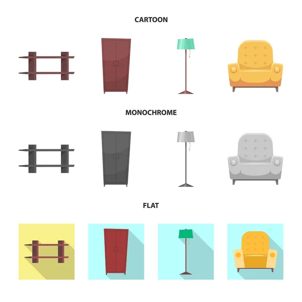 Isolado objeto de mobiliário e ícone apartamento. Conjunto de móveis e símbolo de estoque de casa para web . — Vetor de Stock