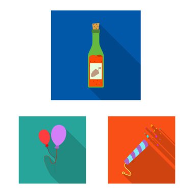Parti ve Doğum işareti vektör Illustration. Web için kutlama ve parti hisse senedi simgesi kümesi.