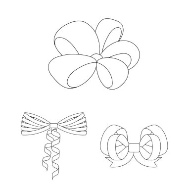 Çok renkli yay set koleksiyonu tasarım için simgeleri anahat. Dekorasyon vektör simge stok web çizim için yay.