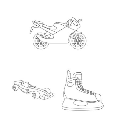 Aşırı spor anahat simgeleri set koleksiyonu tasarım için. Spor çeşitleri simge stok illüstrasyon vektör.