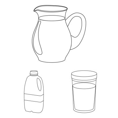 Ürün anahat simgeleri design.Milk ve gıda vektör simge stok web çizim için küme toplama süt.