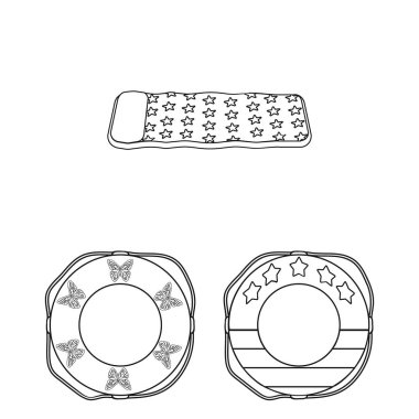 Set koleksiyonu tasarım için simgeleri dış çizgili çok renkli Yüzme daire. Farklı lifebuoysvector sembol stok web çizimi.