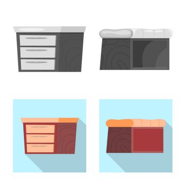 Mobilya ve daire simgesi yalıtılmış nesne. Mobilya ve ev hisse senedi vektör çizim.