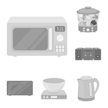Set koleksiyonu tasarım için ev aletleri tek renkli simgeler türleri. Mutfak ekipmanları vektör simge stok web çizim.