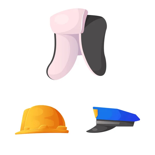 Vector illustration of headgear and cap logo. Collection of headgear and accessory stock symbol for web. — Stock Vector