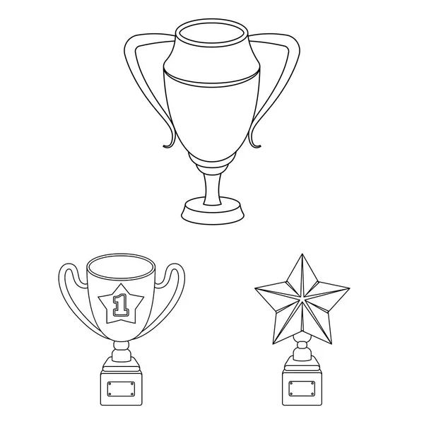 Awards and trophies outline icons in set collection for design.Reward and achievement vector symbol stock web illustration. — Stock Vector