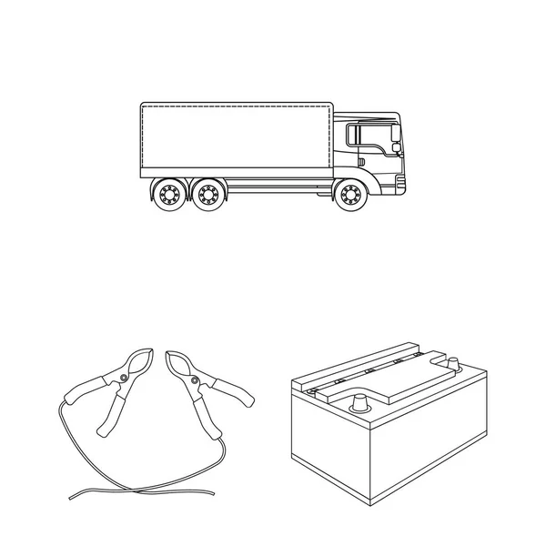 Auto, Lift, Pumpe und andere Ausrüstung umreißen Symbole in Set-Kollektion für Design. Auto Wartung Station Vektor Symbol Lager Illustration Web. — Stockvektor