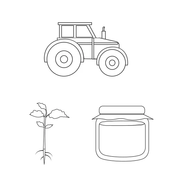 Granja y jardinería esbozan iconos en la colección de conjuntos para el diseño. Granja y equipo vector símbolo stock web ilustración . — Vector de stock