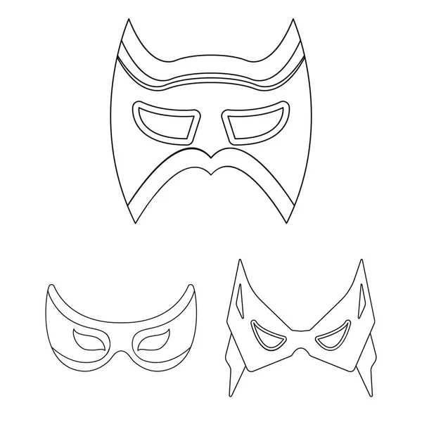 Masque de carnaval contour icônes dans la collection ensemble pour design.Mask sur les yeux et le visage vecteur symbole stock web illustration . — Image vectorielle