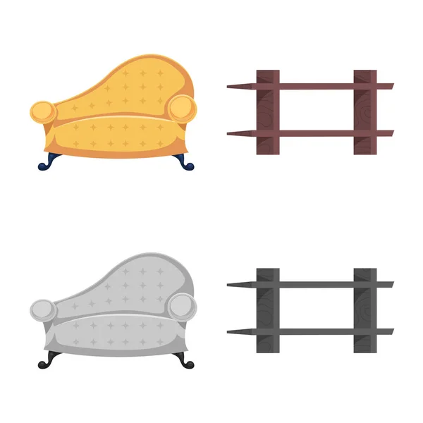 Vektorillustration av möbler och lägenhet logotyp. Samling av möbler och hem vektor ikonen för lager. — Stock vektor