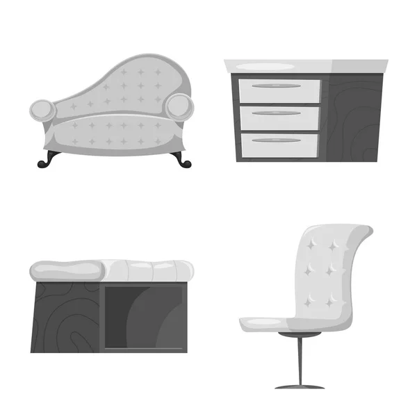 Векторный дизайн мебели и символа квартиры. Коллекция мебели и домашнего инвентаря для интернета . — стоковый вектор