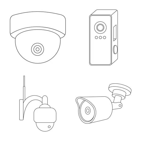 Vectorillustratie van cctv en camera symbool. Collectie van cctv en systeem aandelensymbool voor web. — Stockvector