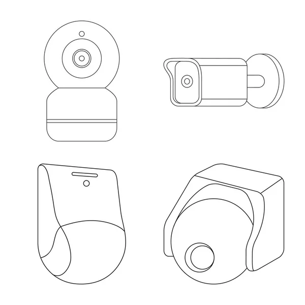 Ilustración vectorial de cctv y símbolo de cámara. Colección de cctv y sistema de ilustración de vector de stock . — Archivo Imágenes Vectoriales