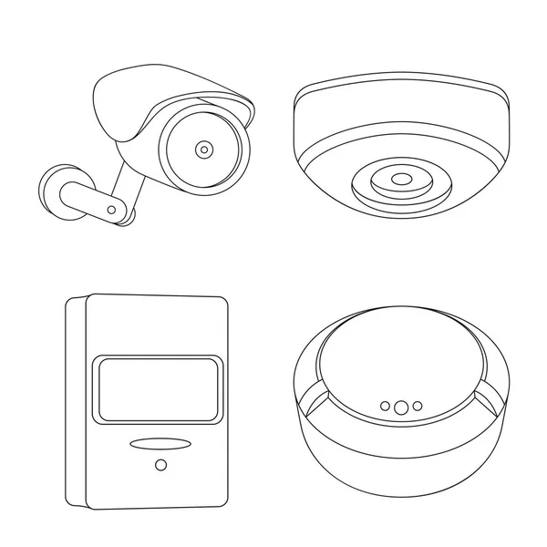 Ізольований об'єкт cctv і символ камери. Колекція cctv і системного запасу Векторні ілюстрації . — стоковий вектор