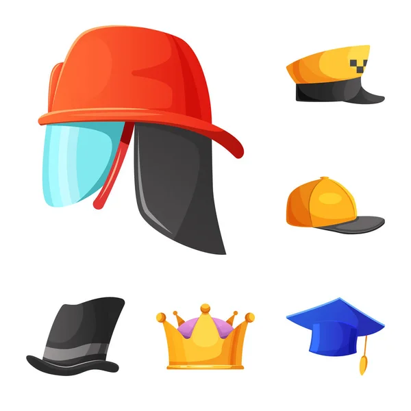 Isolated object of headgear and cap icon. Set of headgear and accessory stock symbol for web. — Stock Vector
