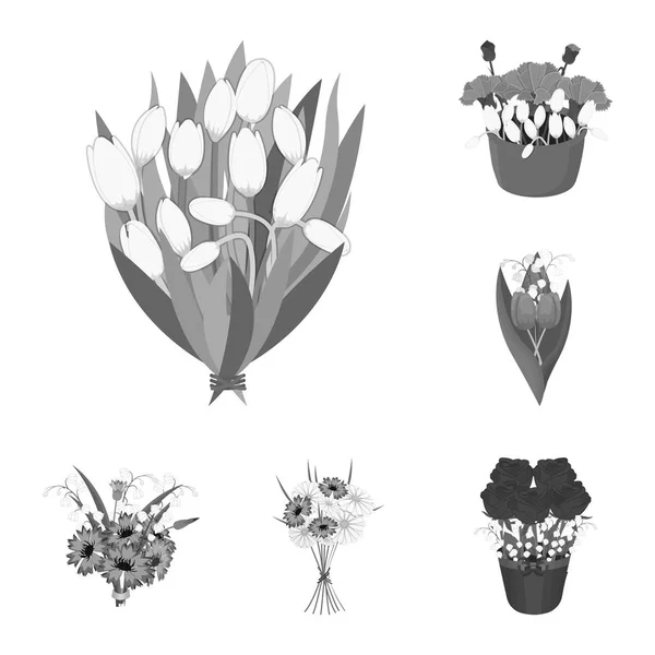 Un mazzo di fiori freschi icone monocromatiche in collezione set per il design. Vari bouquet vettoriale simbolo stock web illustrazione . — Vettoriale Stock