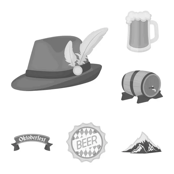 Oktoberfest in München monochrome Ikonen in Set-Kollektion für design.tradition und fun vector symbol stock web illustration. — Stockvektor