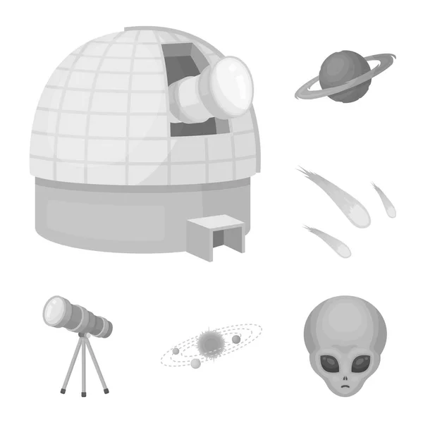 Iconos monocromáticos de tecnología espacial en la colección de conjuntos para el diseño. nave espacial y equipo vector símbolo stock web ilustración . — Archivo Imágenes Vectoriales