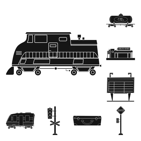 Geïsoleerde object van trein en station symbool. Set van trein en ticket vector pictogram voor voorraad. — Stockvector