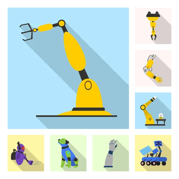 Εικονογράφηση διάνυσμα ρομπότ και εργοστάσιο σύμβολο. Συλλογή εικονίδιο διάνυσμα ρομπότ και χώρο για το απόθεμα. — Διανυσματικό Αρχείο