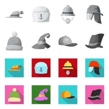 Şapkalar ve kap logo vektör Illustration. Web için hisse senedi sembolü şapkalar ve aksesuar koleksiyonu.