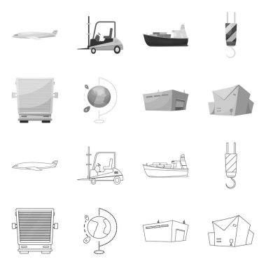 Eşya ve kargo logo vektör tasarımı. Ürünler ve ambar stok vektör çizim.