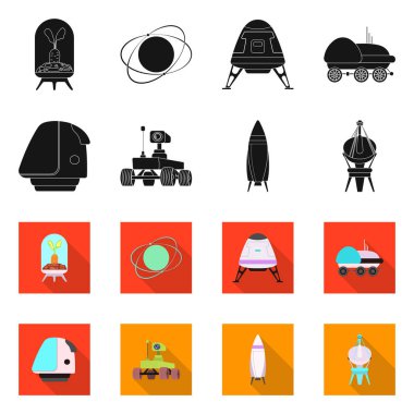 Mars ve uzay simge yalıtılmış nesne. Mars ve hisse senedi için gezegen vektör simge kümesi.