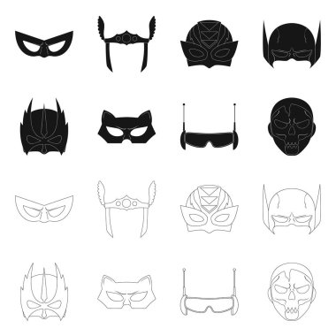 Bir kahraman ve maske işaret tasarım vektör. Kahraman ve süper kahraman hisse senedi vektör çizim topluluğu.