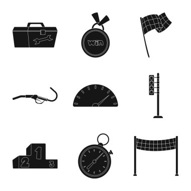 Araba ve ralli simgesi yalıtılmış nesne. Araba ve yarış hisse senedi simgesi web için kümesi.