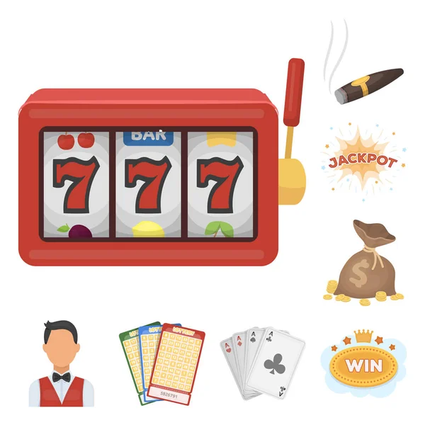Casino en gokken cartoon pictogrammen in set collectie voor design. Casino en apparatuur symbool voorraad web vectorillustratie. — Stockvector