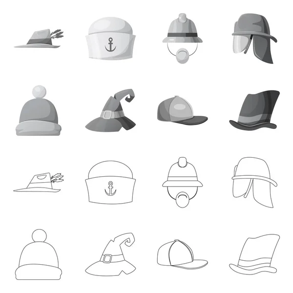 Diseño vectorial de la cabeza y el logotipo de la tapa. Colección de sombreros y accesorios stock vector ilustración . — Vector de stock