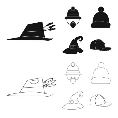 Şapkalar ve kap logosu yalıtılmış nesne. Web için hisse senedi sembolü şapkalar ve aksesuar koleksiyonu.