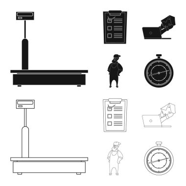 Eşya ve kargo simge vektör tasarımı. Ürünler ve ambar stok vektör çizim koleksiyonu.