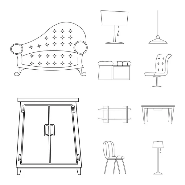 가구와 아파트 표시의 벡터 디자인입니다. 가구 및 홈 주식 벡터 일러스트 레이 션의 컬렉션. — 스톡 벡터