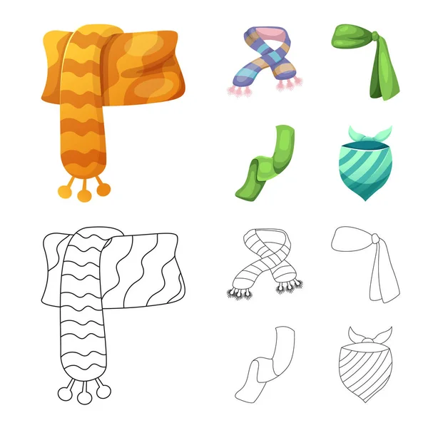 Векторный дизайн логотипа шарфа и шали. Коллекция векторной иконки шарфа и аксессуаров для склада . — стоковый вектор
