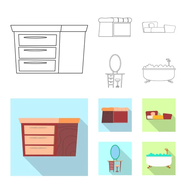 Illustration vectorielle des meubles et icône de l'appartement. Ensemble de meubles et icône vectorielle maison pour stock . — Image vectorielle