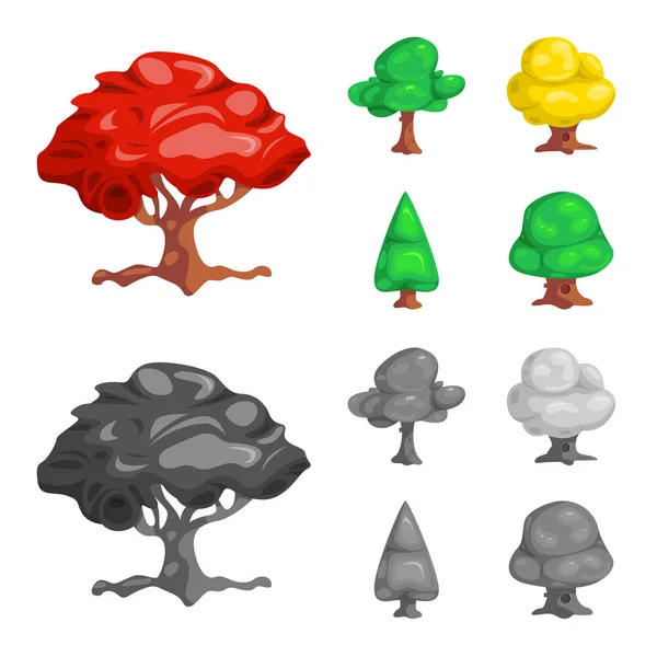 Diseño vectorial del logotipo del árbol y la naturaleza. Conjunto de árbol y corona icono vectorial para stock . — Archivo Imágenes Vectoriales