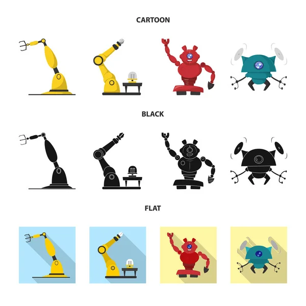Изолированный объект робота и заводской символ. Набор векторных иллюстраций робота и космоса . — стоковый вектор