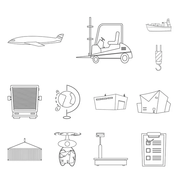 Vectorillustratie van goederen en lading pictogram. Collectie van goederen en magazijn voorraad vectorillustratie. — Stockvector