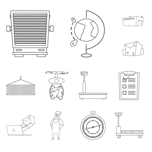 货物和货物的孤立对象图标。货物和仓库库存矢量图的收集. — 图库矢量图片