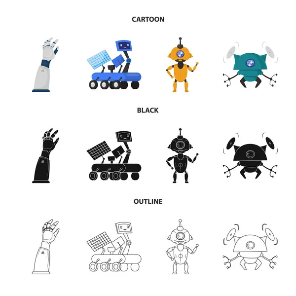 Objet isolé de robot et signe d'usine. Collection de robot et illustration vectorielle du stock spatial . — Image vectorielle