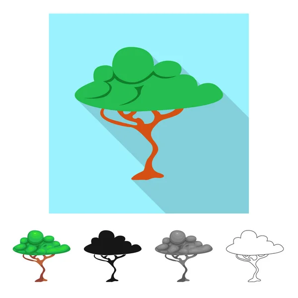 Vector design of tree and nature symbol. Collection of tree and crown stock symbol for web. — Stock Vector