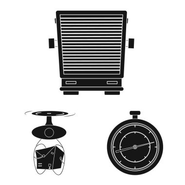 Eşya ve kargo simge vektör tasarımı. Ürünler ve hisse senedi için ambar vektör simge koleksiyonu.