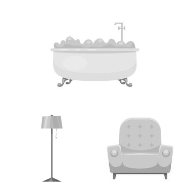 Mobilya ve daire simge vektör Illustration. Mobilya ve ev hisse senedi simgesi için web topluluğu.