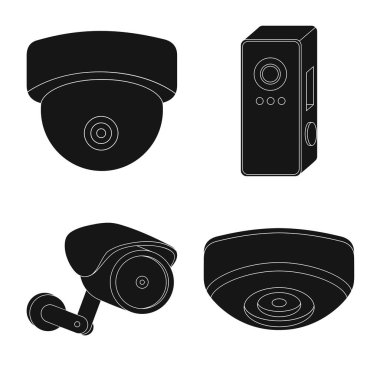 Cctv ve kamera simgesinin vektör tasarımı. Cctv ve sistem hisse senedi simgesi için web topluluğu.