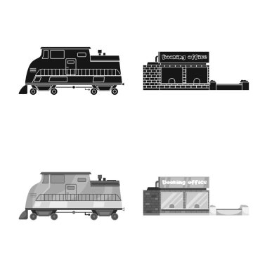 Tren ve İstasyonu simge vektör Illustration. Tren ve bilet hisse senedi simgesi için web topluluğu.