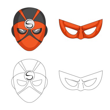 Kahraman ve maske simge vektör Illustration. Kahraman ve süper kahraman hisse senedi simgesi için web topluluğu.