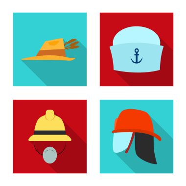 Şapkalar ve kap simgesi yalıtılmış nesne. Şapkalar ve hisse senedi için aksesuar vektör ikon koleksiyonu.