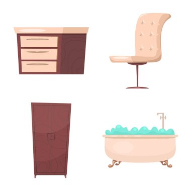 Mobilya ve daire logo yalıtılmış nesne. Mobilya ve ev hisse senedi simgesi için web topluluğu.